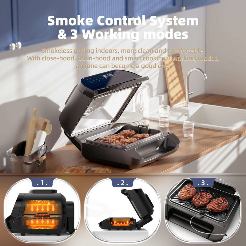 خانه هوشمند 10l 7 در 1 فریزر بدون روغن پنجره مشاهده قدرت Xl Air Flyer Fryer Grill