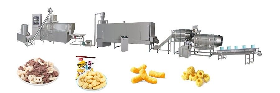 ماشین تولید خط میان وعده اتوماتیک PLC کنترل شده Extruder 120KW قدرت 5000 کیلوگرم وزن